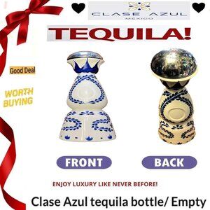 📢 CLASE AZUL Tequila ➕🆒 EMPTY BOTTLE Painted Reuseable DISPLAY 💸BUY NOW‼️🟢